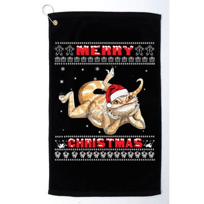 Bearded Dragon Ugly Christmas Lizards Lovers Gift Golf Towel