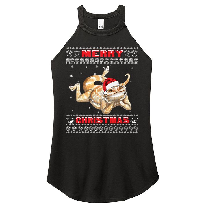 Bearded Dragon Ugly Christmas Lizards Lovers Gift Women's Perfect Tri Rocker Tank