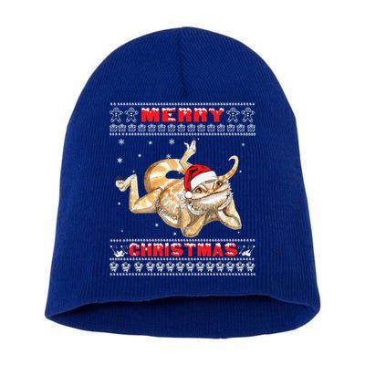 Bearded Dragon Ugly Christmas Lizards Lovers Gift Short Acrylic Beanie