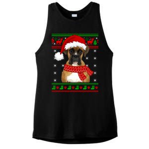 Boxer Dog Ugly Sweater Christmas Puppy Dog Lover Gift Ladies PosiCharge Tri-Blend Wicking Tank