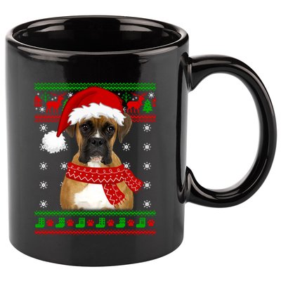 Boxer Dog Ugly Sweater Christmas Puppy Dog Lover Gift 11oz C Handle Ceramic Mug