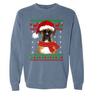 Boxer Dog Ugly Sweater Christmas Puppy Dog Lover Gift Garment-Dyed Sweatshirt