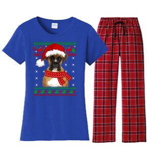 Boxer Dog Ugly Sweater Christmas Puppy Dog Lover Gift Women's Flannel Pajama Set