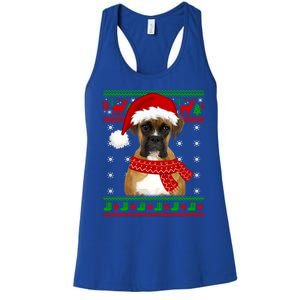 Boxer Dog Ugly Sweater Christmas Puppy Dog Lover Gift Women's Racerback Tank