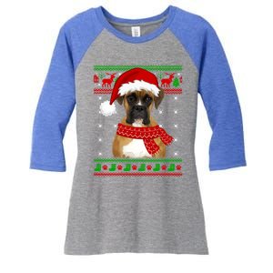 Boxer Dog Ugly Sweater Christmas Puppy Dog Lover Gift Women's Tri-Blend 3/4-Sleeve Raglan Shirt