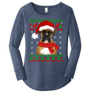 Boxer Dog Ugly Sweater Christmas Puppy Dog Lover Gift Women's Perfect Tri Tunic Long Sleeve Shirt