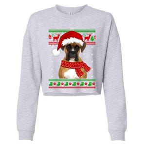 Boxer Dog Ugly Sweater Christmas Puppy Dog Lover Gift Cropped Pullover Crew