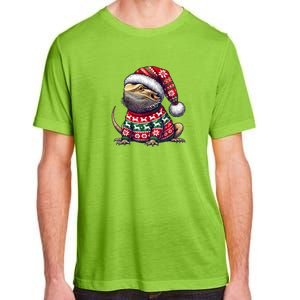 Bearded Dragon Ugly Sweater Santa Hat Christmas Adult ChromaSoft Performance T-Shirt