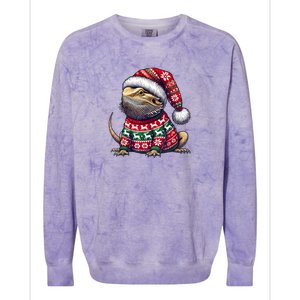 Bearded Dragon Ugly Sweater Santa Hat Christmas Colorblast Crewneck Sweatshirt