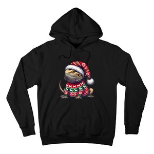 Bearded Dragon Ugly Sweater Santa Hat Christmas Hoodie