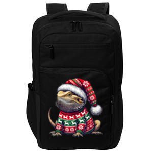 Bearded Dragon Ugly Sweater Santa Hat Christmas Impact Tech Backpack