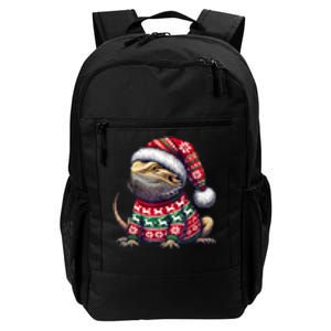 Bearded Dragon Ugly Sweater Santa Hat Christmas Daily Commute Backpack