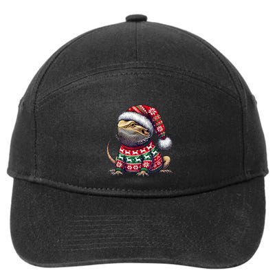 Bearded Dragon Ugly Sweater Santa Hat Christmas 7-Panel Snapback Hat