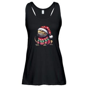 Bearded Dragon Ugly Sweater Santa Hat Christmas Ladies Essential Flowy Tank