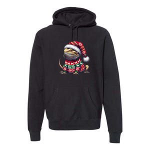 Bearded Dragon Ugly Sweater Santa Hat Christmas Premium Hoodie