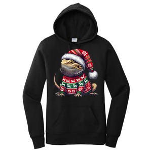 Bearded Dragon Ugly Sweater Santa Hat Christmas Women's Pullover Hoodie