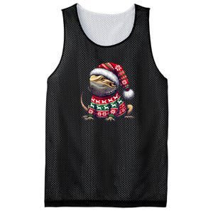 Bearded Dragon Ugly Sweater Santa Hat Christmas Mesh Reversible Basketball Jersey Tank