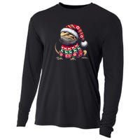 Bearded Dragon Ugly Sweater Santa Hat Christmas Cooling Performance Long Sleeve Crew