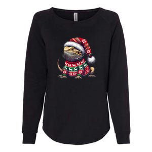 Bearded Dragon Ugly Sweater Santa Hat Christmas Womens California Wash Sweatshirt