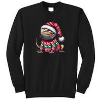 Bearded Dragon Ugly Sweater Santa Hat Christmas Tall Sweatshirt