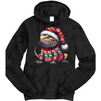 Bearded Dragon Ugly Sweater Santa Hat Christmas Tie Dye Hoodie