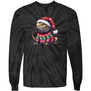 Bearded Dragon Ugly Sweater Santa Hat Christmas Tie-Dye Long Sleeve Shirt