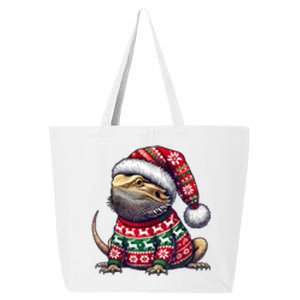 Bearded Dragon Ugly Sweater Santa Hat Christmas 25L Jumbo Tote