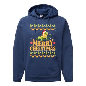 Bearded Dragon Ugly Christmas Performance Fleece Hoodie