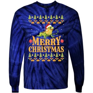 Bearded Dragon Ugly Christmas Tie-Dye Long Sleeve Shirt