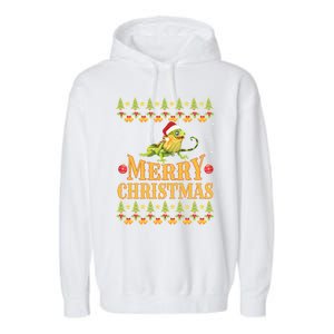 Bearded Dragon Ugly Christmas Garment-Dyed Fleece Hoodie