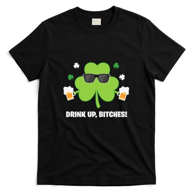Bitches Drink Up Beer Funny St. Patrick's Day Cute Shamrock T-Shirt