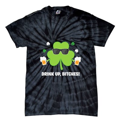 Bitches Drink Up Beer Funny St. Patrick's Day Cute Shamrock Tie-Dye T-Shirt