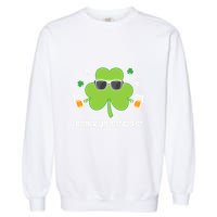 Bitches Drink Up Beer Funny St. Patrick's Day Cute Shamrock Garment-Dyed Sweatshirt
