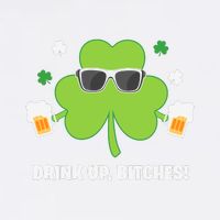 Bitches Drink Up Beer Funny St. Patrick's Day Cute Shamrock Garment-Dyed Sweatshirt