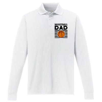 Basketball Dad Vintage Retro Line Performance Long Sleeve Polo