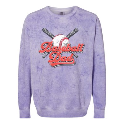 Baseball Dad Vintage Baseball For Dad Colorblast Crewneck Sweatshirt