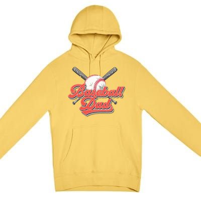 Baseball Dad Vintage Baseball For Dad Premium Pullover Hoodie