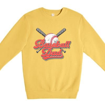 Baseball Dad Vintage Baseball For Dad Premium Crewneck Sweatshirt