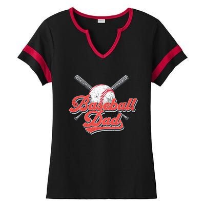 Baseball Dad Vintage Baseball For Dad Ladies Halftime Notch Neck Tee