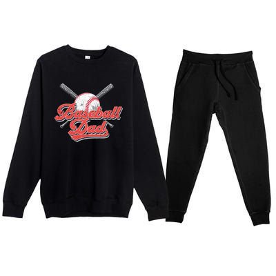 Baseball Dad Vintage Baseball For Dad Premium Crewneck Sweatsuit Set