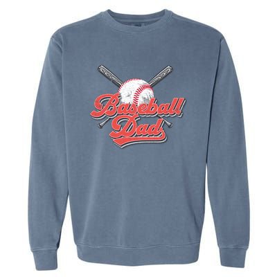 Baseball Dad Vintage Baseball For Dad Garment-Dyed Sweatshirt