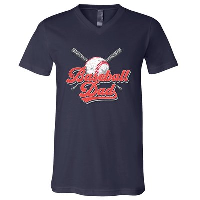 Baseball Dad Vintage Baseball For Dad V-Neck T-Shirt