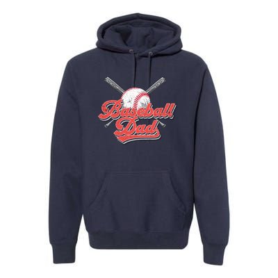 Baseball Dad Vintage Baseball For Dad Premium Hoodie