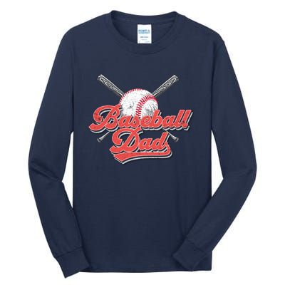 Baseball Dad Vintage Baseball For Dad Tall Long Sleeve T-Shirt