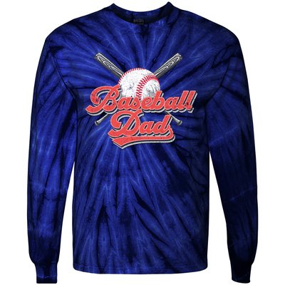 Baseball Dad Vintage Baseball For Dad Tie-Dye Long Sleeve Shirt