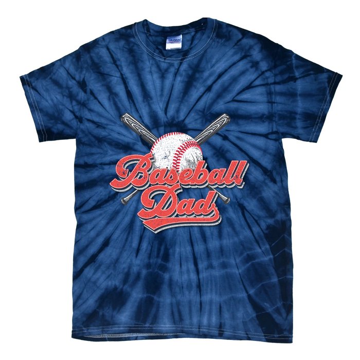 Baseball Dad Vintage Baseball For Dad Tie-Dye T-Shirt