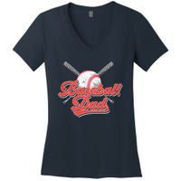 Baseball Dad Vintage Baseball For Dad Women's V-Neck T-Shirt