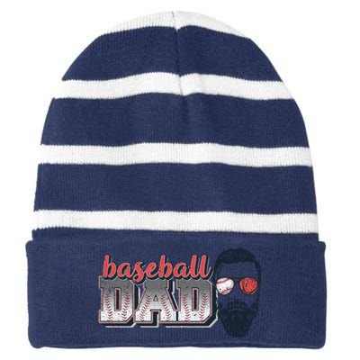 Baseball Dad Vintage Baseball For Dad Striped Beanie with Solid Band