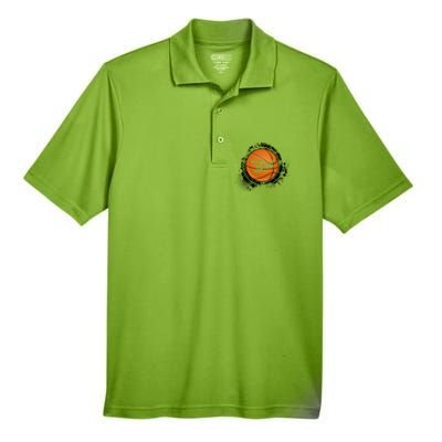 Basketball Dad Vintage Basketball Family Matching Cute Gift Men's Origin Performance Piqué Polo