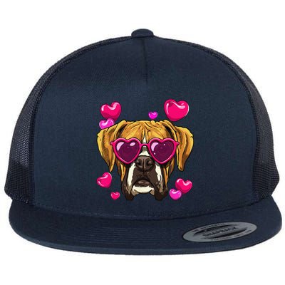 Boxer Dog Valentines Day Dog Breed Owner Keeper Enthusiasts Flat Bill Trucker Hat